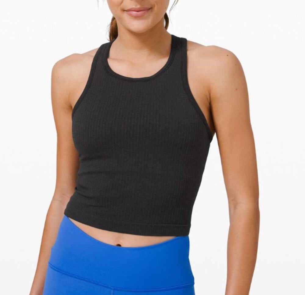 Lululemon Ebb To Street Ribbed Racerback Crop Tank Top Black 6